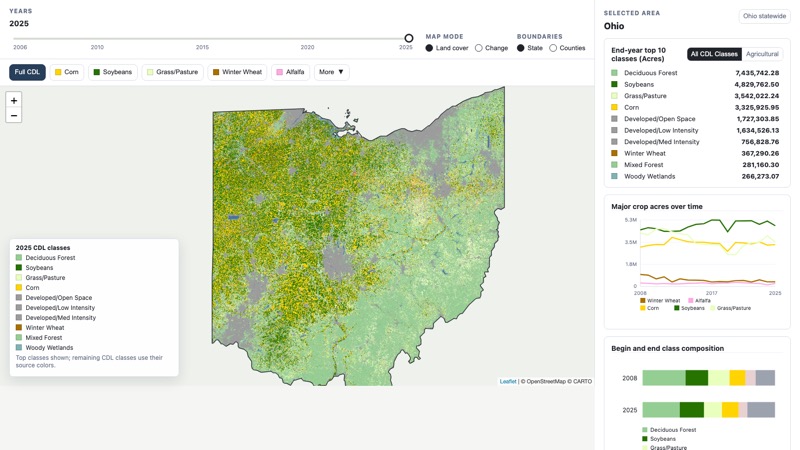 Ohio CDL crop change explorer preview
